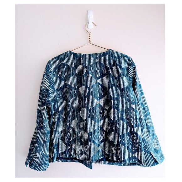 Eileen Hand-Printed Indigo Organic Cotton Jacket - Picture 3 of 8